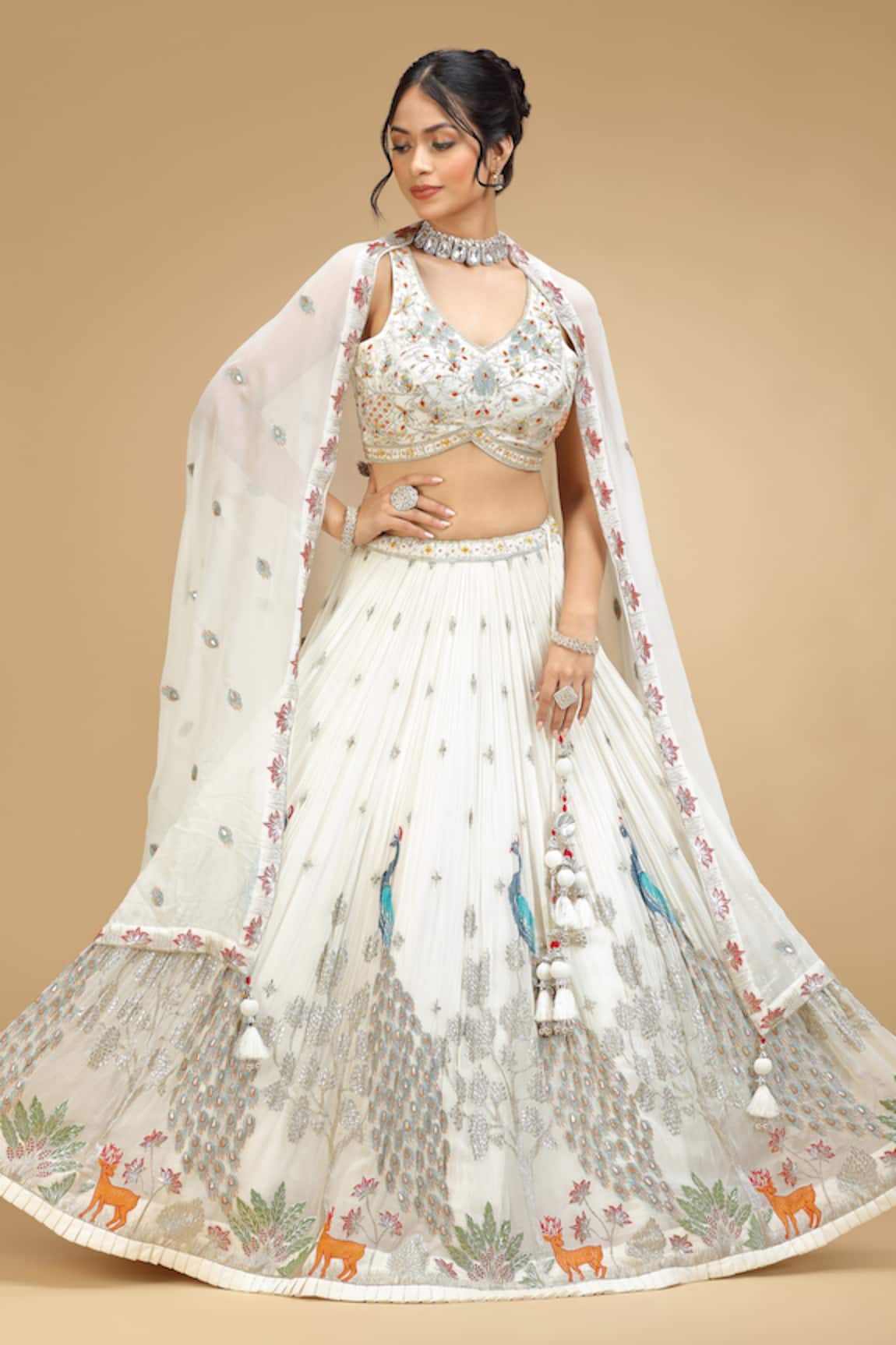 Jhambthreads Peacock Embroidered Lehenga Set 