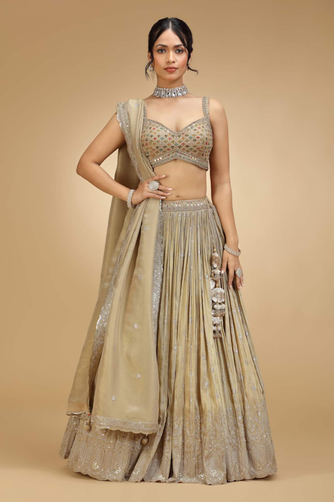 Jhambthreads Tonal Embroidered Lehenga Set 