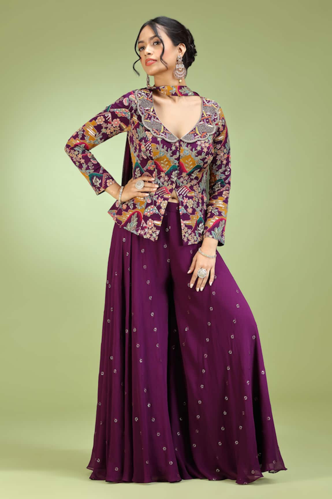 Jhambthreads Abstract Pattern Peplum Kurta Set 