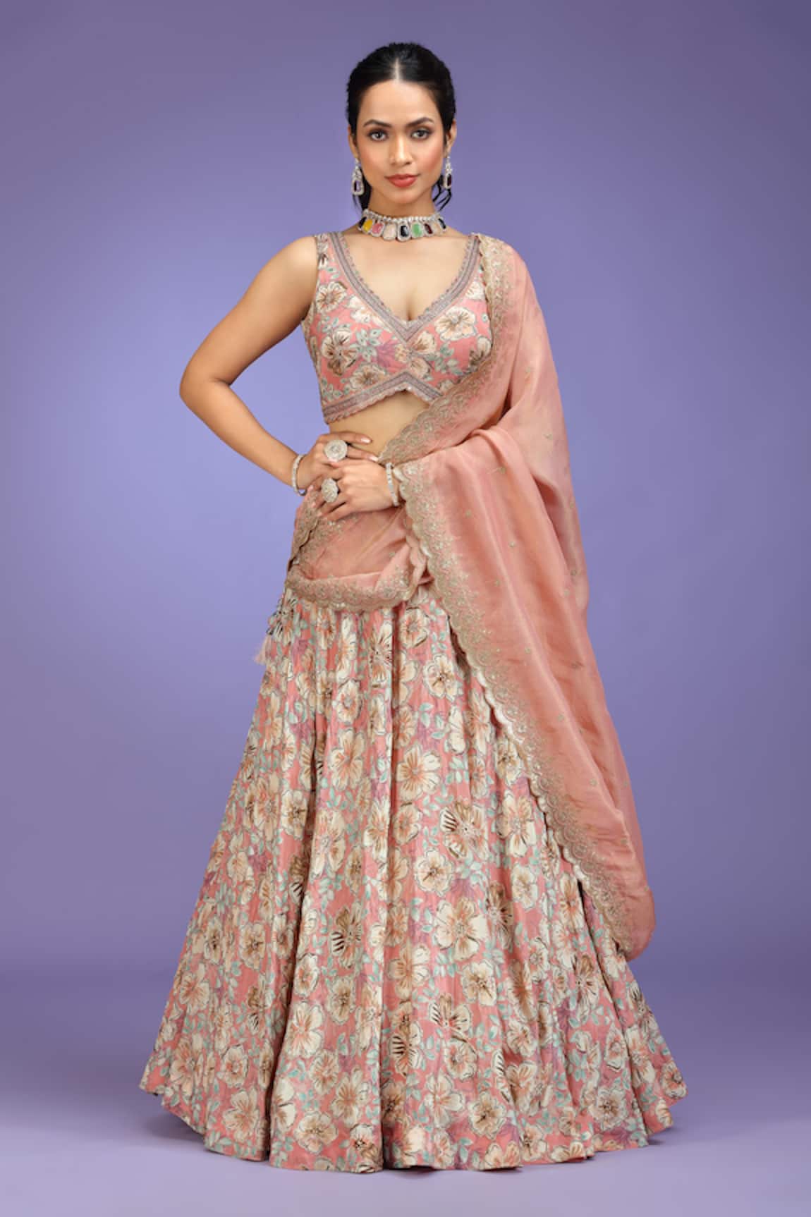 Jhambthreads Floral Pattern Lehenga Set 