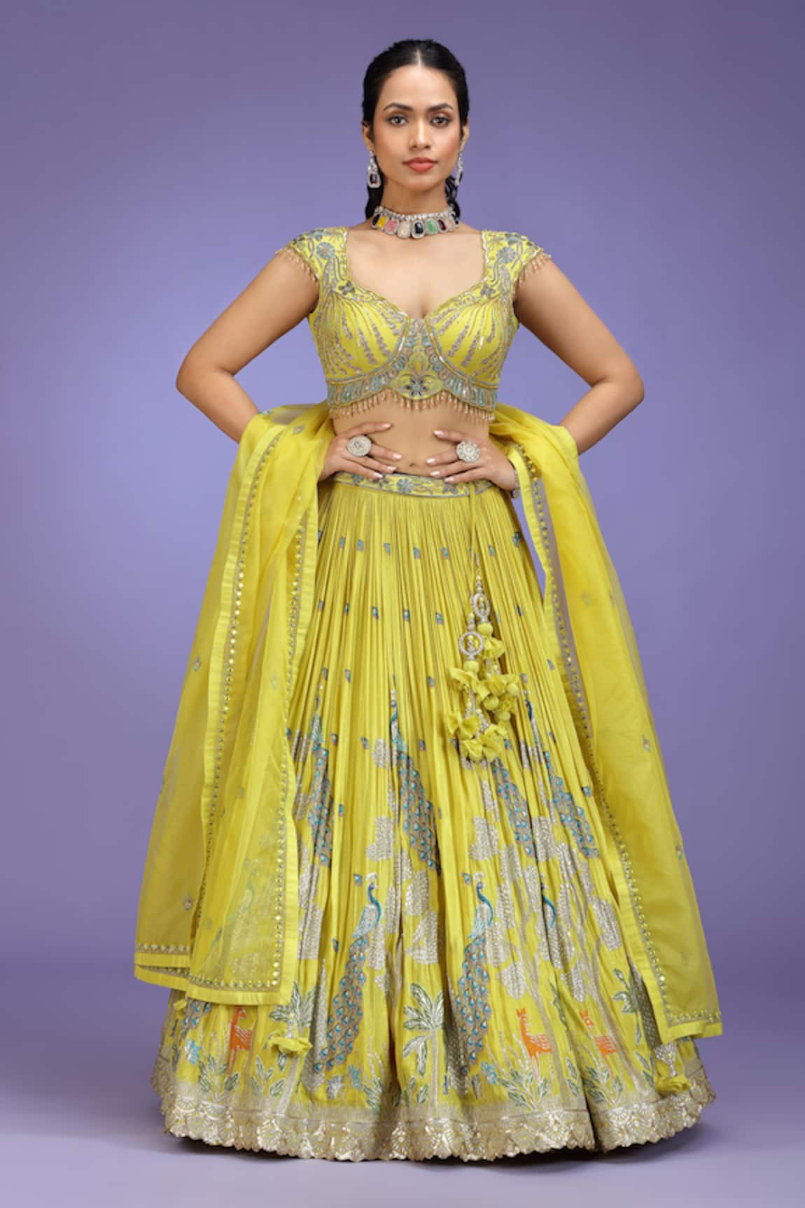 Jhambthreads Pleated Geometric Pattern Lehenga Set 