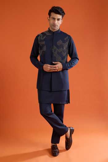 Qbik Bead Embroidered Bundi & Kurta Set