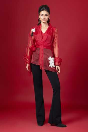 Label Shristi Chetani Puzzle Patch Work Sheer Top 