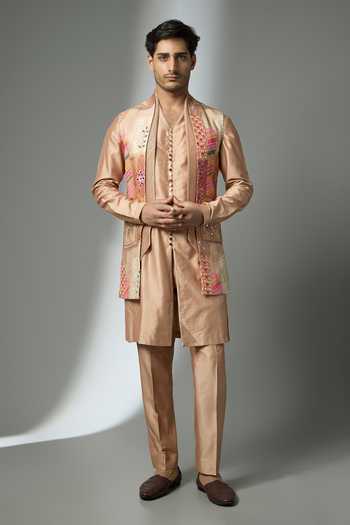 SALIL BHATIA Mirror Embellished Bundi Kurta Set 