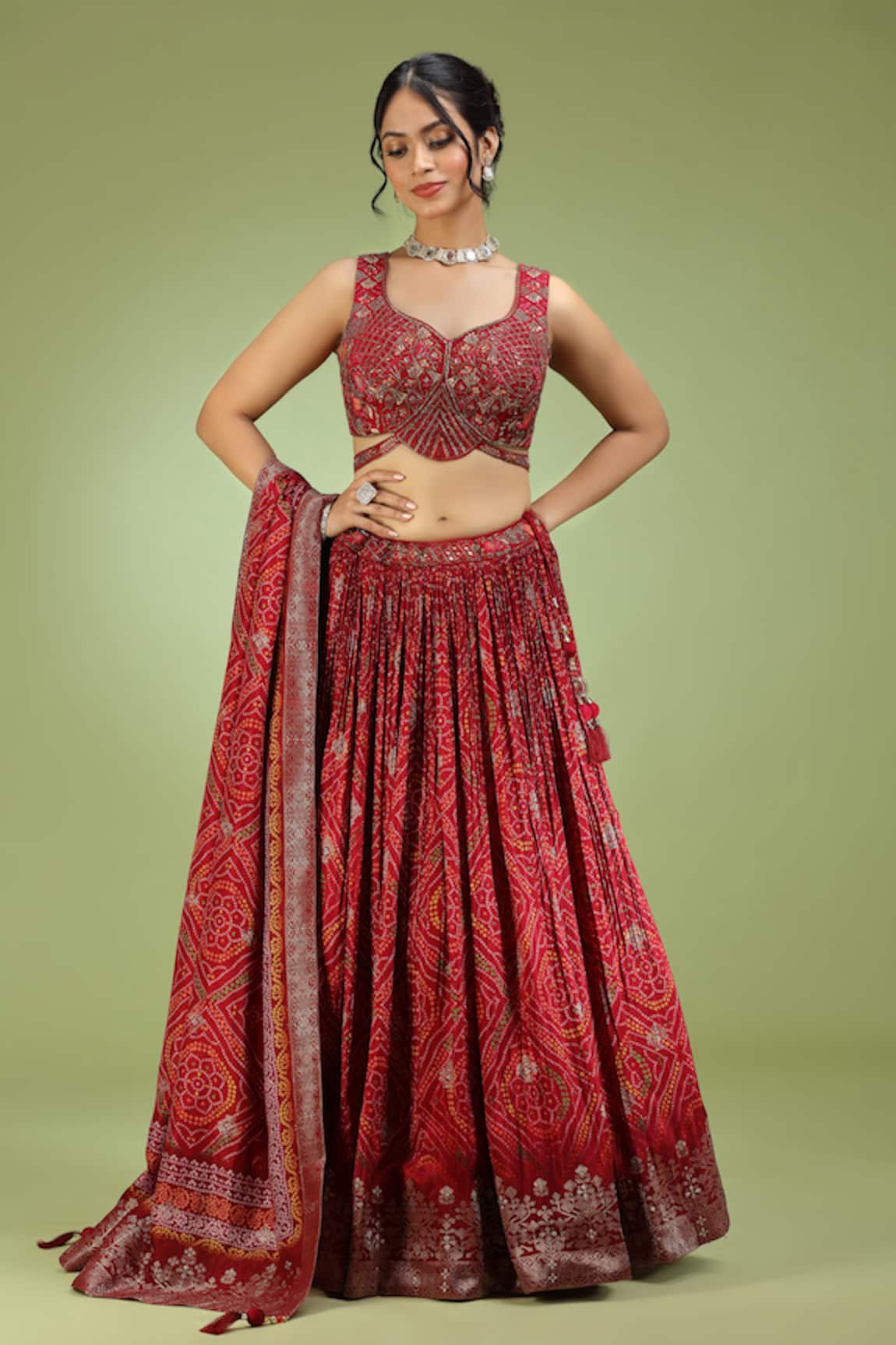 Jhambthreads Floral Embroidered Blouse Lehenga Set 