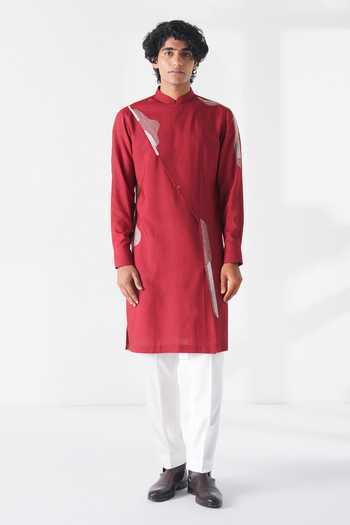 Dhruv Vaish Embroidered Cotton Silk Kurta Set 
