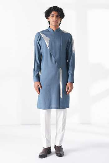 Dhruv Vaish Embroidered Cotton Silk Kurta Set 