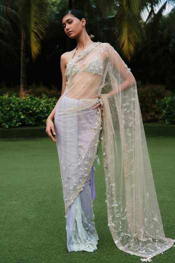 Dilnaz Tendril Embroidered Shaded Saree