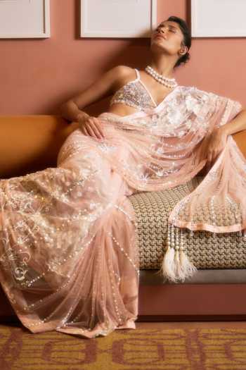 Dilnaz Shaded Hand Embroidered Saree