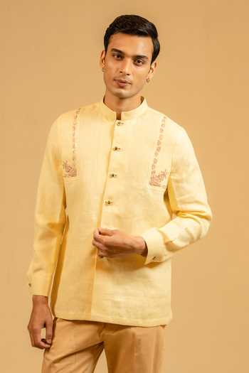 Gaurav katta Zardozi Work Linen Bandhgala 