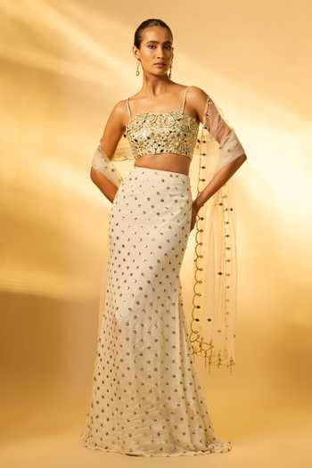 Vana Ethnics Mirror Embroidered Bustier Skirt Set 