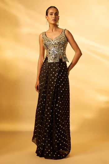 Vana Ethnics Mirror Embroidered Top & Skirt Set 