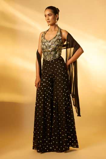 Vana Ethnics Mirror Work Top Palazzo Set 