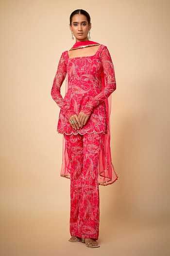 Vana Ethnics Paisley Print Long Top Palazzo Set 