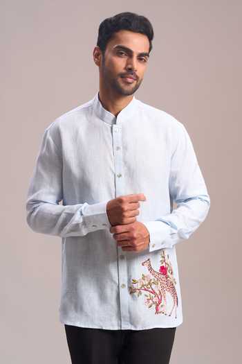 Rohit Bal Giraffe Placement Embroidered Shirt