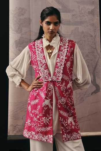Twenty Nine Embroidered Crepe Silk Gilet Jacket 