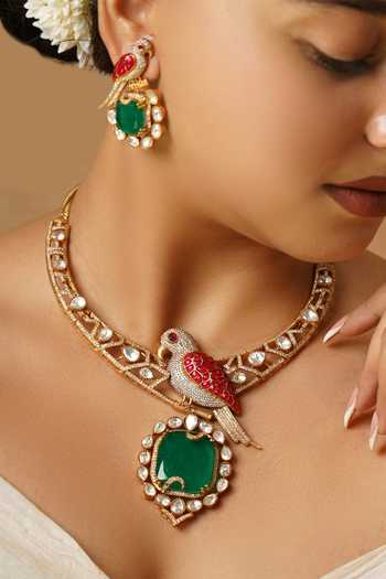 MRJEWELS Morni Noormahal Parrot Motif Necklace Set 