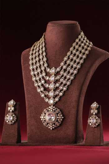 MRJEWELS Victorian Polki Layered Necklace Set 