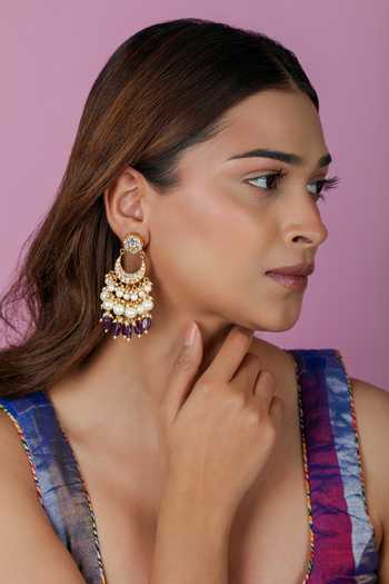Riana Jewellery Pearl Beaded Chandbali Earrings  