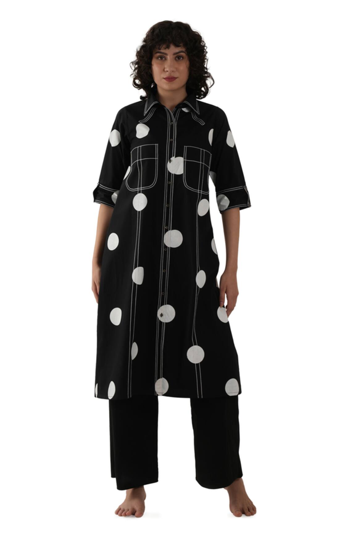 Khat Polka Print Poplin Cotton Kurta & Pant Set 