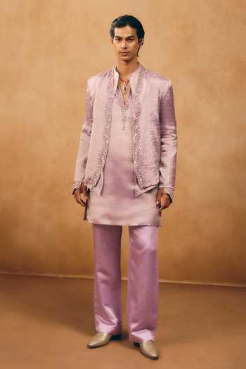 Mukti And Kavith Casa Border Embroidered Jacket & Kurta Set 