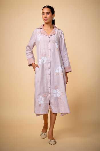 Linen Bloom Floral Print Dress 