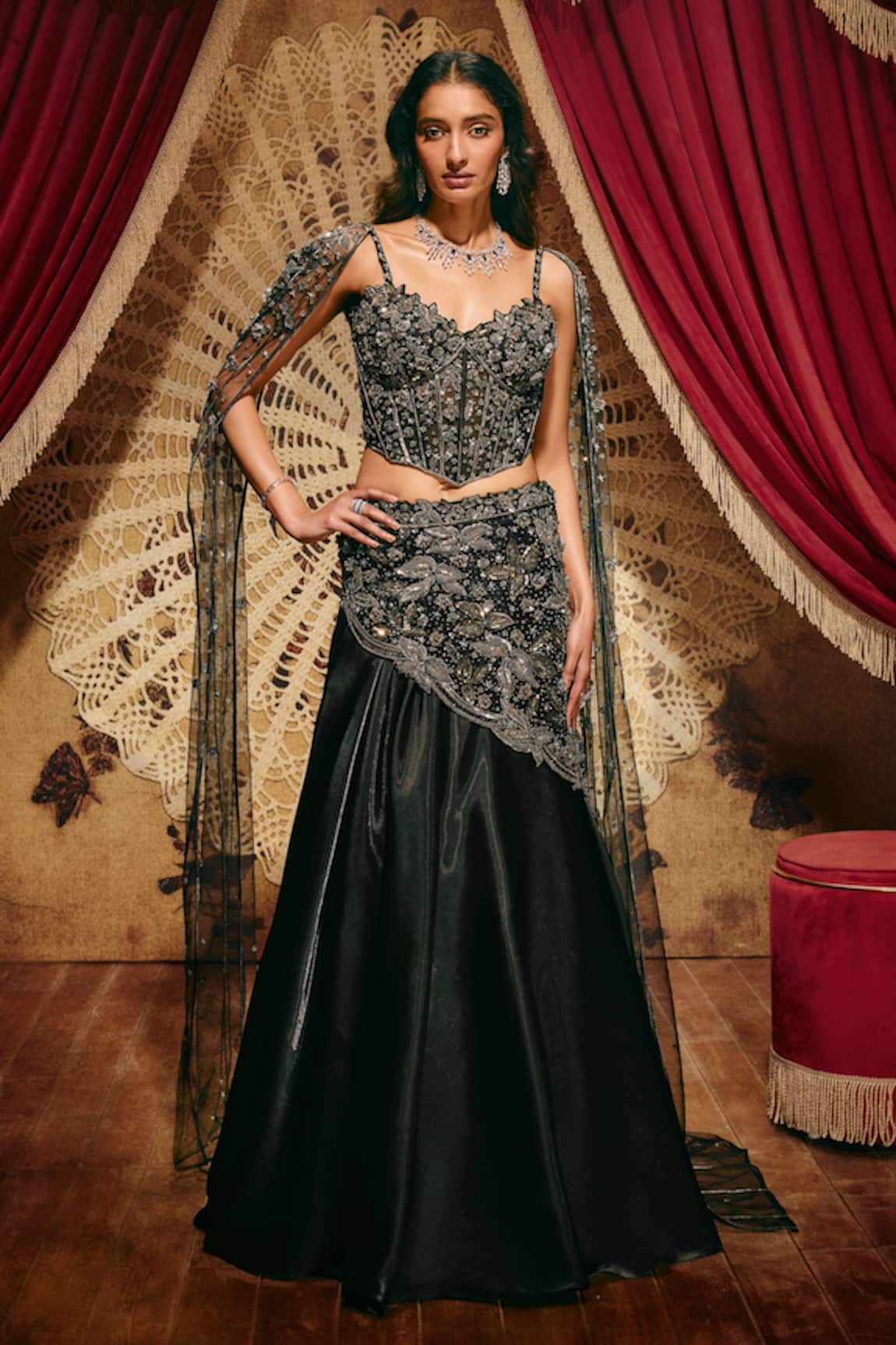 Roqa Prudence Embroidered Blouse & Skirt Set 