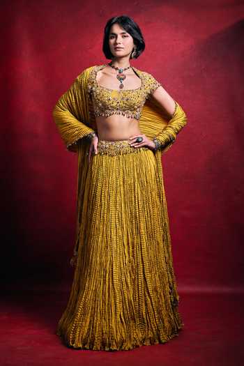 Tamanna Punjabi Kapoor Crushed Habutai Silk Lehenga Set 