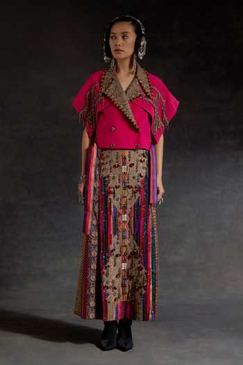 Aseem Kapoor Zoa Taselled Trench Jacket & Skirt Set