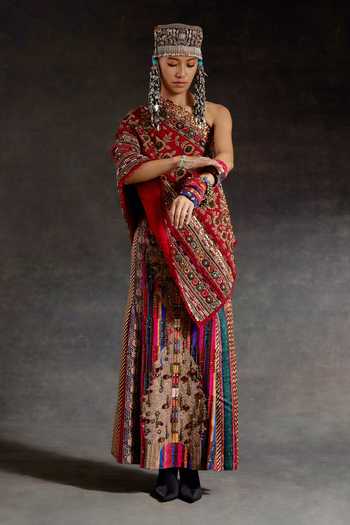 Aseem Kapoor Rasa One Shoulder Top & Embroidered Skirt Set 