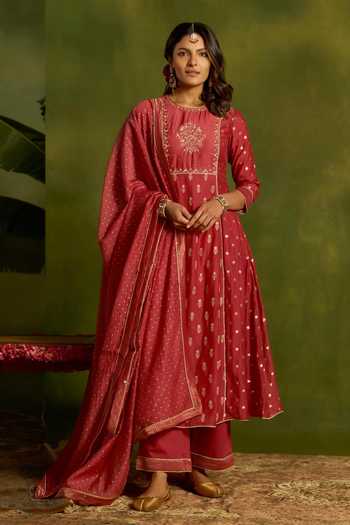 Kritika Dawar Nargis Zari Embroidered A-Line Kurta Set 