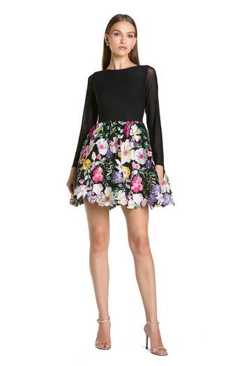 Mac Duggal Floral Embroidered Short Dress 