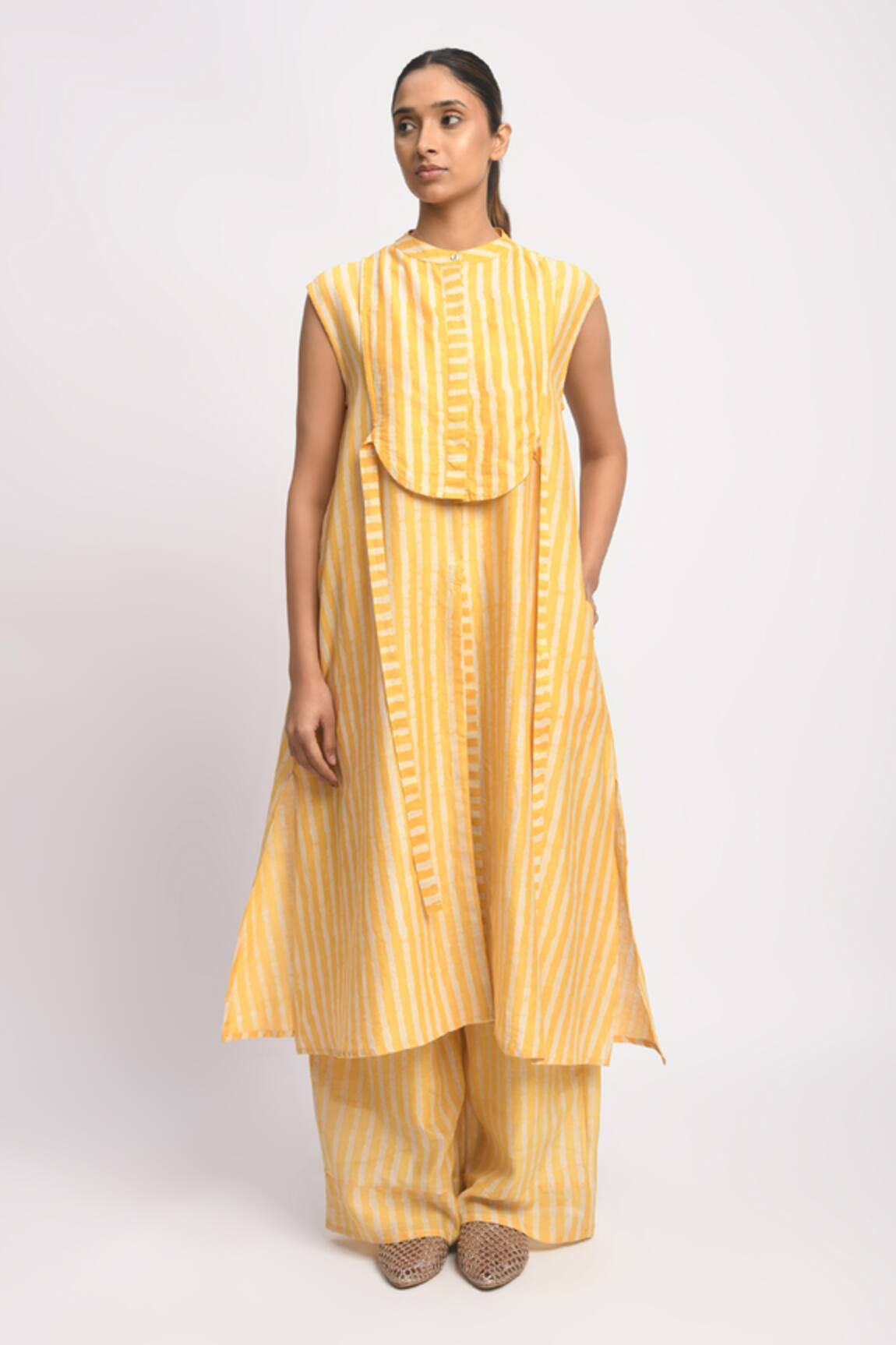 JAYATI GOENKA Sun Stripe Cord Printed Kurta & Pant Set 