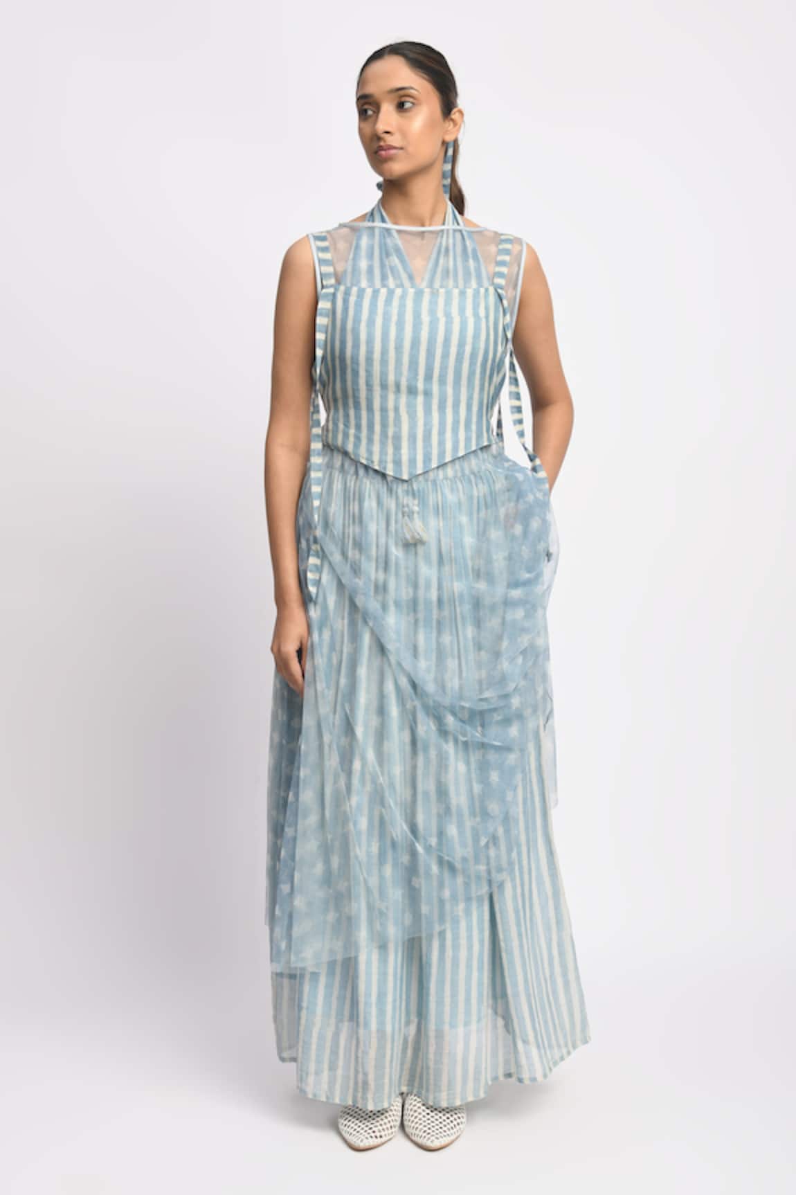 JAYATI GOENKA Horizon Line Cord Printed Skirt Set 