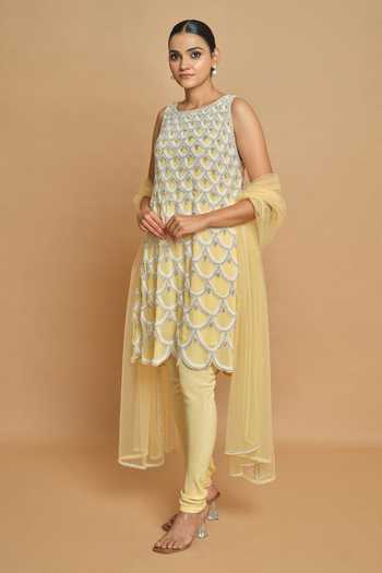 Surily G Scallop Embroidered Georgette Kurta Set