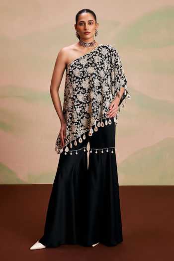 Evra By Nikita Floral Embroidered Cape & Gharara Set