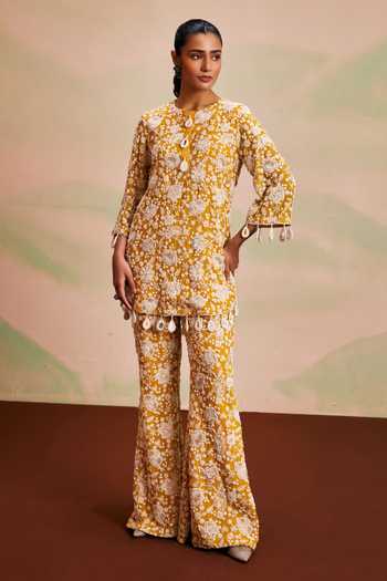 Evra By Nikita Pearl Work Georgette Kurta & Palazzo Set