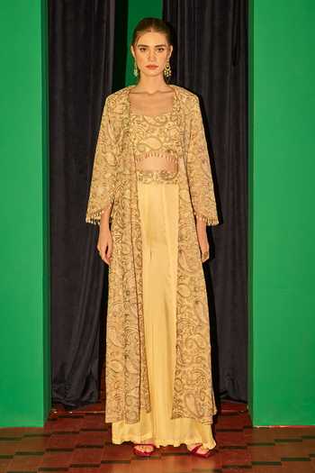 Evra By Nikita Threadwork Embroidered Jacket Palazzo Set