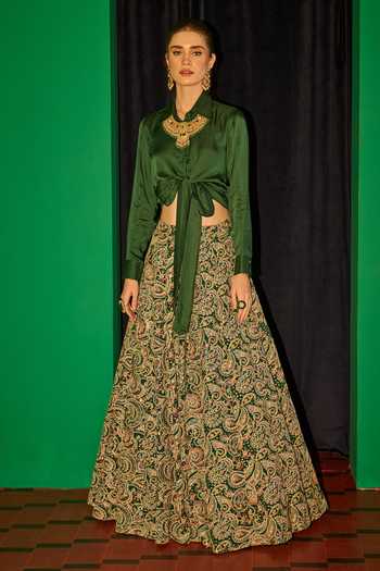 Evra By Nikita Georgette Shirt & Embroidered Lehenga Set