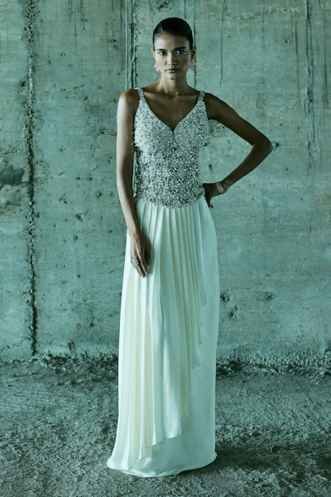 Istya Hand Embroidered Top & Skirt Set 