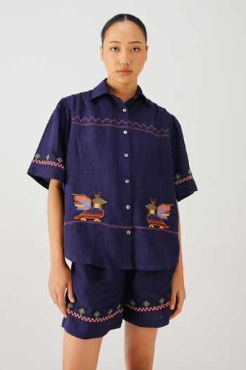 Cord Victorian Folk Embroidered Shirt 