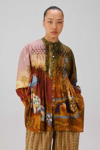 Cord Leni Lakeside Print Top 