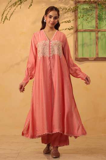 Label Niti Bothra Pink Embroidered Kurta & Pant Set 