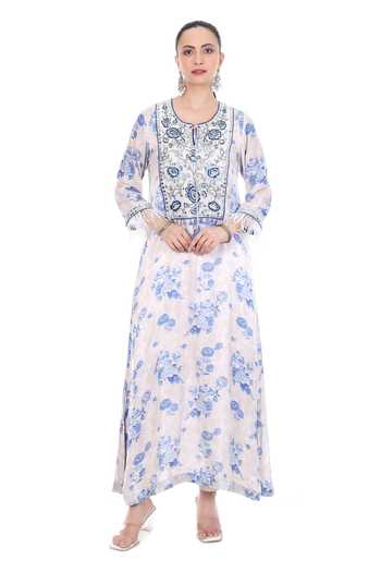 Tanu Malhotra Embroidered Yoke Kaftan Set 