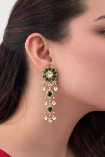Prestones Polki Brass Long Earrings