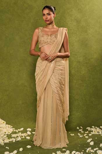 Chamee & Palak Aaliyah Pre-Draped Saree With Embellished Blouse 