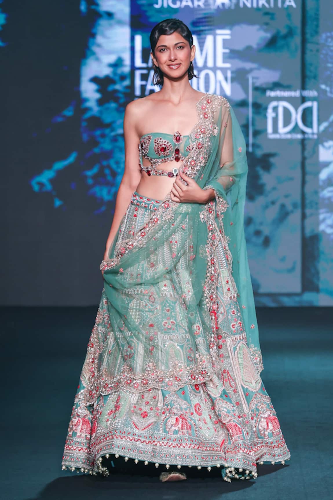 Jigar & Nikita Ruby Rajwadi Embroidered Lehenga Set 