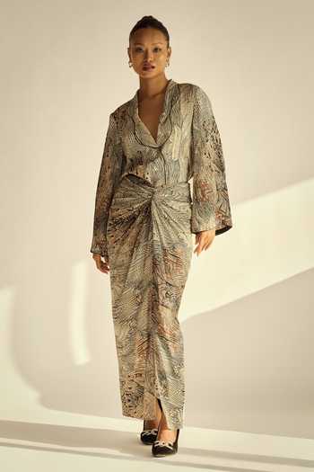 Neetiandmudita Mosaic Mist Top & Skirt Set 
