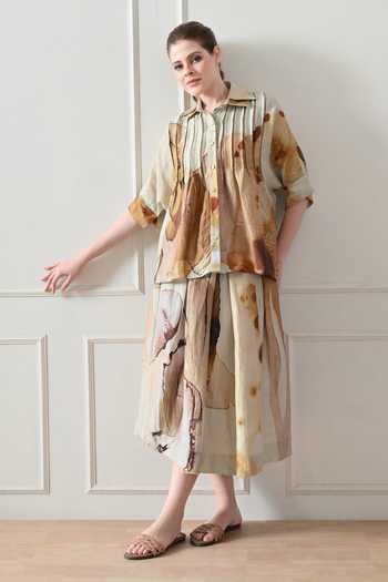 Samant Chauhan Abstract Print Shirt & Skirt Set 