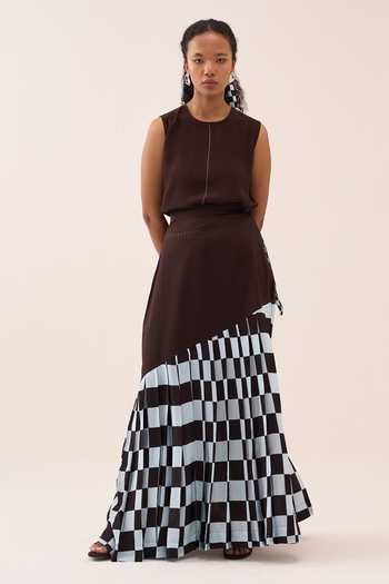 Three Checkered Cotton Poplin Skirt Set